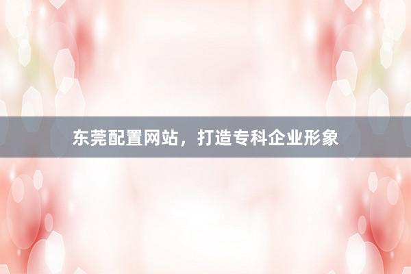 东莞配置网站，打造专科企业形象
